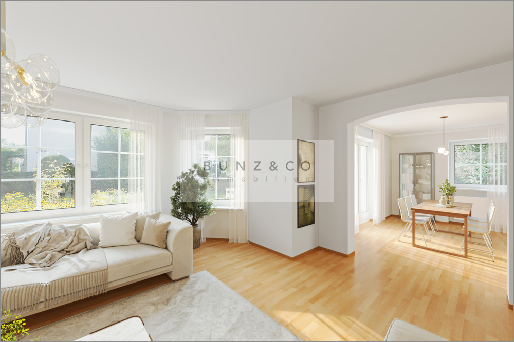 Esszimmer-Wohnzimmer gestaged
