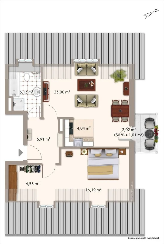 Immobilienangebot - München - Alle - Dachgeschosswohnung mit Balkon und TG-Stellplatz – Gepflegte Kapitalanlage in München-Forstenried
